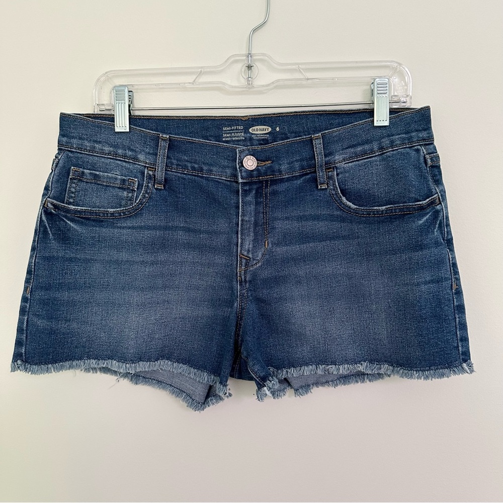 Old Navy Blue Jean Cutoff Shorts with Distressed Hem Women's Size 6